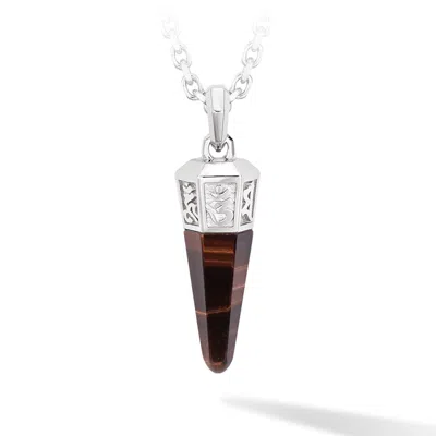 Awnl Men's Red Tiger Eye Sanskrit Mantra Necklace