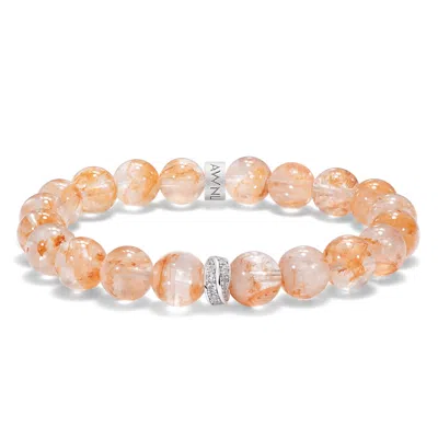 Awnl Women's Orange Snowflake Phantom Quartz Sterling Silver Bracelet