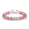 Awnl Women's Pink Cloudberry Strawberry Quartz Macrame Bracelet In Pink