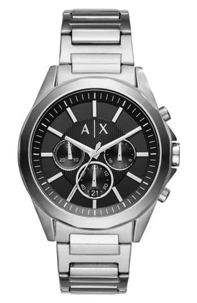 Ax Armani Exchange Chronograph Bracelet Watch, 44mm In Black/silver