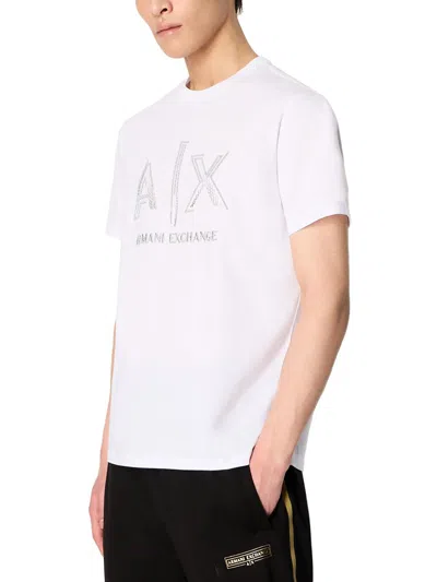 Armani Exchange Mens Knit Cotton Graphic T-shirt In White