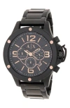Armani Exchange Wellworn Bracelet Watch, 48mm In Black/rose Gold