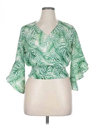 Pre-owned Ax Paris 3/4 Sleeve Blouse In Green