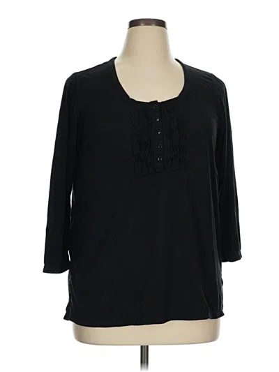 Pre-owned Axcess 3/4 Sleeve Blouse In Black