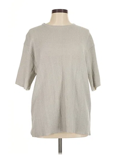 Pre-owned Axcess 3/4 Sleeve Top Gray Crew Neck Tops