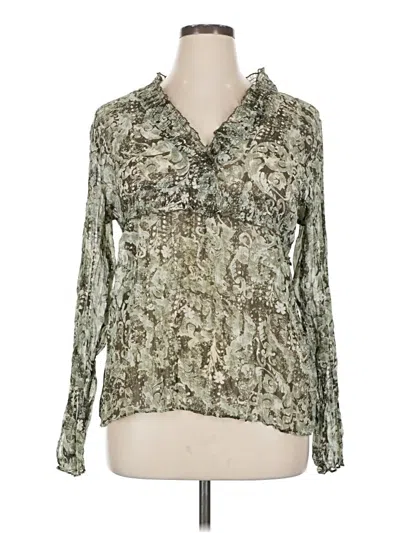 Pre-owned Axcess Long Sleeve Blouse In Green