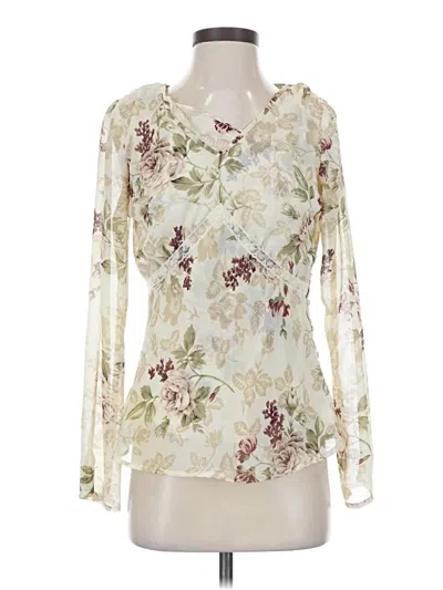 Pre-owned Axcess Long Sleeve Blouse In White