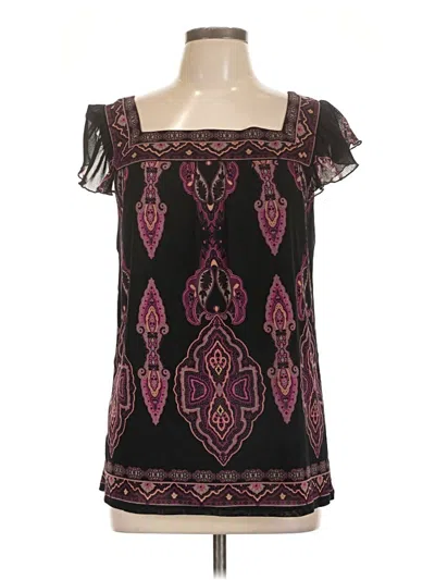 Pre-owned Axcess Short Sleeve Blouse In Black