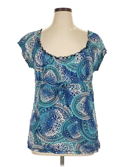 Pre-owned Axcess Short Sleeve Blouse In Blue