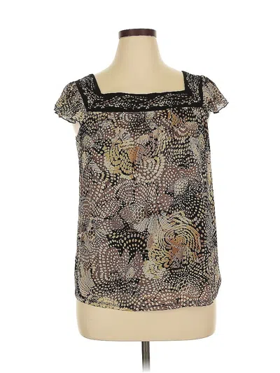 Pre-owned Axcess Short Sleeve Blouse In Brown