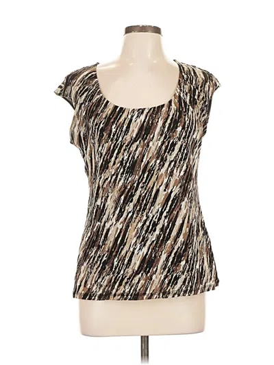 Pre-owned Axcess Short Sleeve Top Brown Scoop Neck Tops