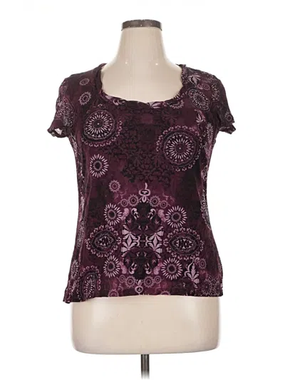 Pre-owned Axcess Short Sleeve Top Burgundy Keyhole Neckline Tops
