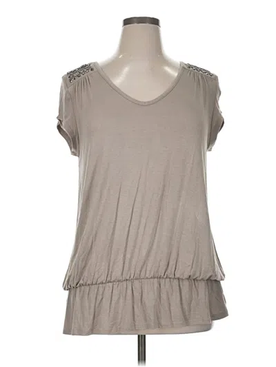 Pre-owned Axcess Short Sleeve Top Gray Scoop Neck Tops