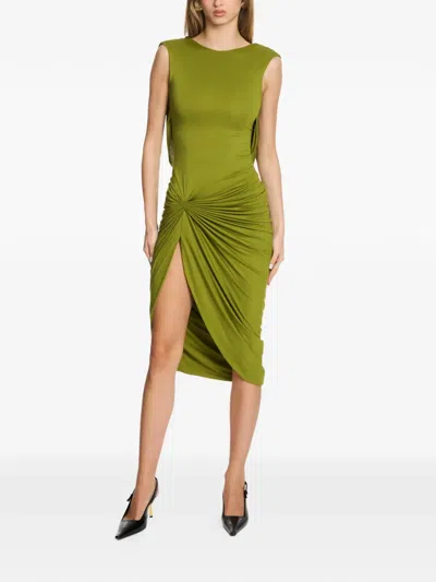 Axel 113 Adelina Draped Midi Dress In Green