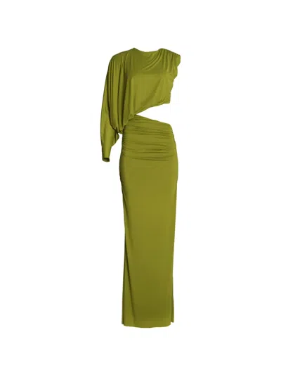 Axel 113 Amanda Draped Cut-out Maxi Dress In Green