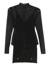 Axel 113 Backstage Mesh Long-sleeve Mini Dress In Black