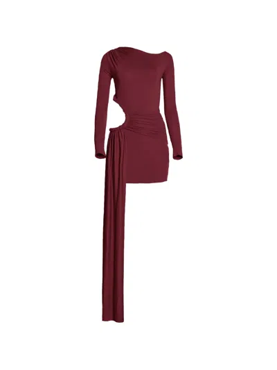 Axel 113 타일라 컷아웃 드레이프 미니 드레스 In Burgundy