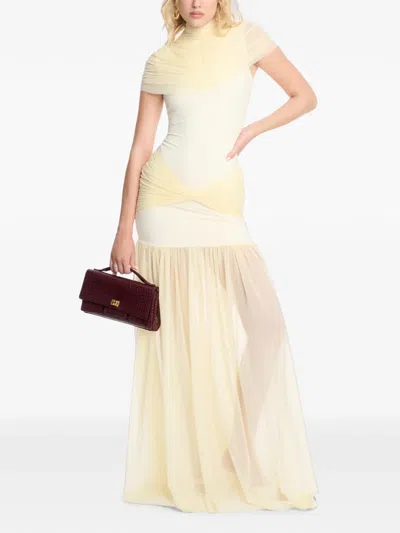 Axel 113 Grace Mesh-panelled Maxi Dress In Transparent