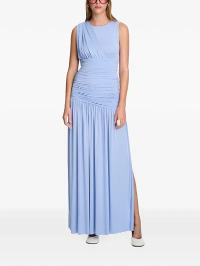 Axel 113 Isabell Draped Fitted Maxi Dress In Blue
