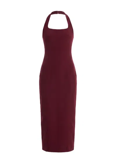 Axel 113 Jennie Halterneck Midi Dress In Red