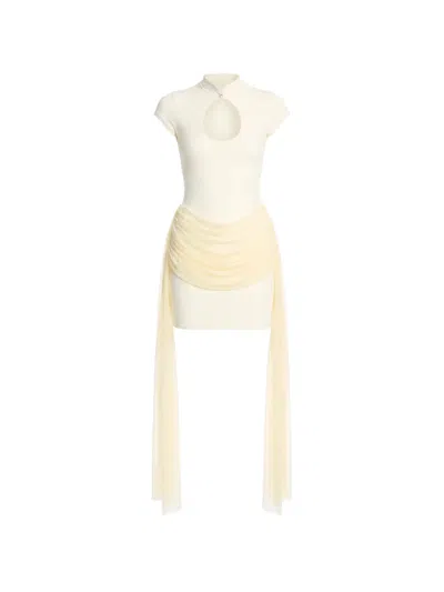 Axel 113 Khy Cut-out Draped Mini Dress In Neutral