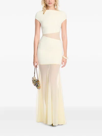 Axel 113 Noire Sheer-panelled Maxi Dress In Neutral