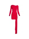 Axel 113 티나 긴소매 드레이프 미니 드레스 In Red