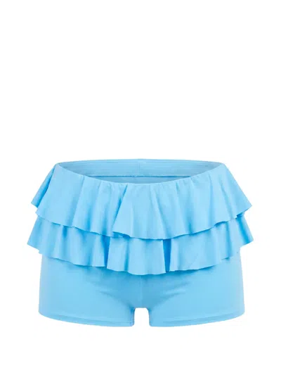 Axel 113 Ruffle-trimmed Micro Shorts In Blue