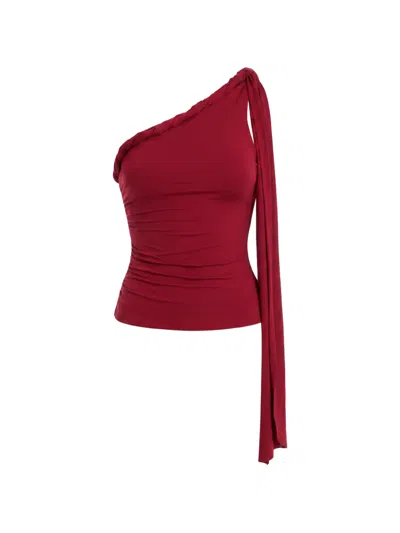 Axel 113 Sumi Draped One-shoulder Top In 레드
