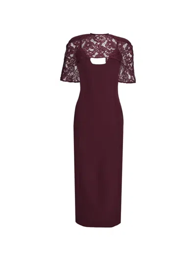 Axel 113 Tess Lace Midi Dress In Burgundy