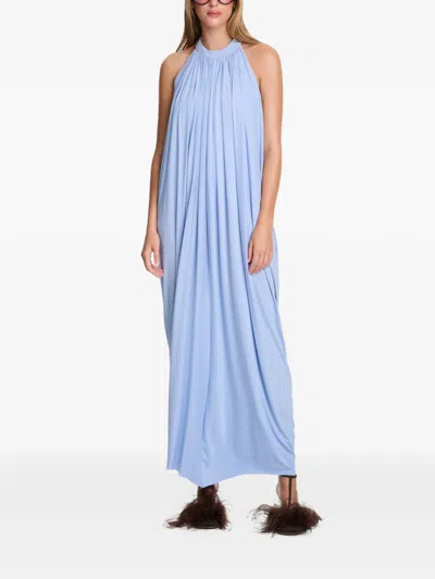 Axel 113 Thea Knotted-back Halterneck Shift Maxi Dress In Blue
