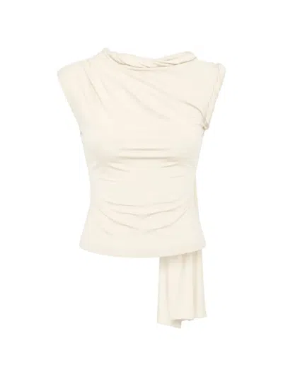 Axel 113 Tiana Twisted Draped Top In Neutral