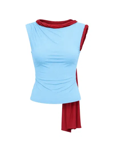 Axel 113 Twisted-detail Draped Top In Blue