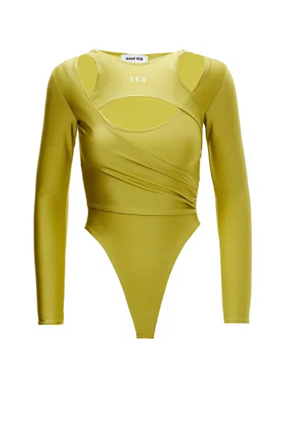 Axel 113 Women's Green Signature Olive Cut Out Jersey Bodysuit