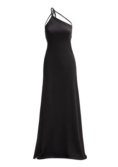 Axel 113 Women's Maddy Open Back Satin Black Long Dress