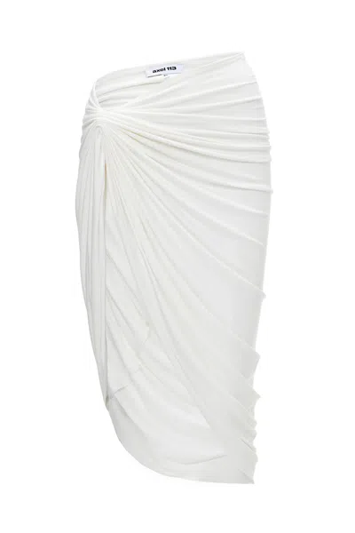 Axel 113 Women's Mira Draped Jersey White Midi Skirt