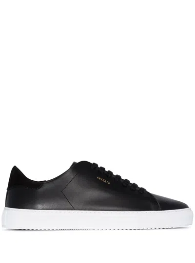 Axel Arigato 90 Clean Black Low Top Sneakers With Logo Lettering On The Side In Leather Man In Blue