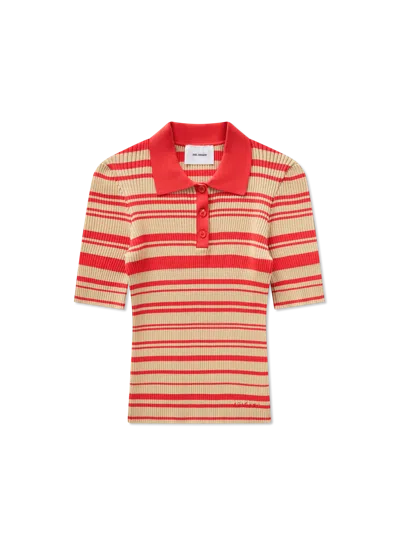 Axel Arigato Anja Ribbed Polo Top In Multi