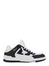Axel Arigato Men 'area Lo' Black And White Low Top Sneakers With Laminated Leather In Leather Blend