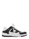 Axel Arigato Area Lo Black And White Low Top Sneakers With Laminated Leather In Leather Blend Man