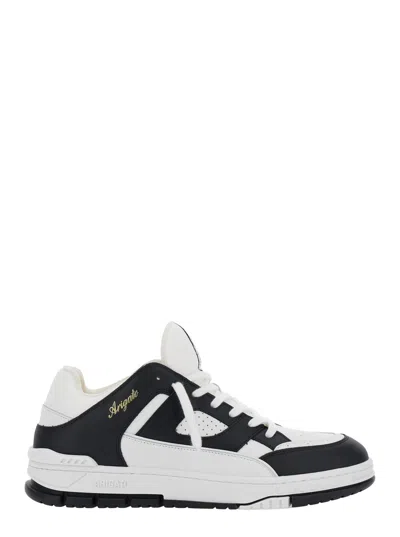 Axel Arigato Area Lo Black And White Low Top Sneakers With Laminated Leather In Leather Blend Man