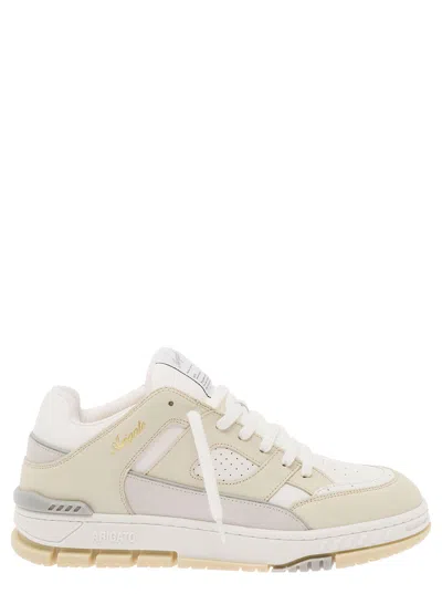 Axel Arigato Area Lo Leather-blend Lace-up Sneaker With Embossed Logo In Beige