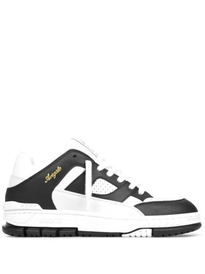 Axel Arigato 'area Lo' Black And White Low Top Sneakers With Laminated Leather