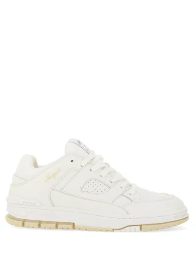 Axel Arigato 'area' White Low Top Sneakers With Laminated Logo In Leather Man In 001