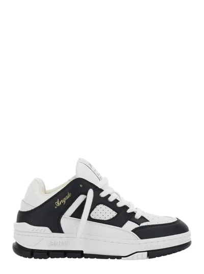 Axel Arigato 'area Lo' Black And White Low Top Sneakers With Laminated Leather In Leather Blend Woman In Multi