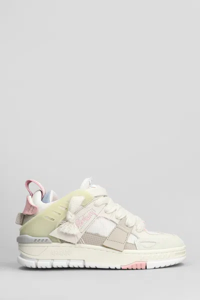 AXEL ARIGATO AREA PATCHWORK SNEAKERS IN BEIGE SUEDE AND FABRIC