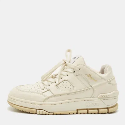 Pre-owned Axel Arigato Area Size 37 White Canvas And Leather Lace Up Sneakers