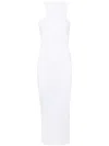 Axel Arigato Asymmetric Ribbed Midi Dress In 白色