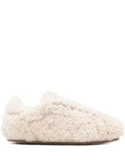 Axel Arigato Beige Shearling Effect Tact Sneakers In White
