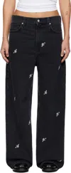 Axel Arigato Black Clara Wide-leg Jeans In Black